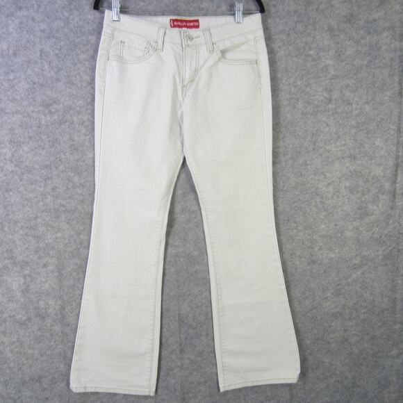 Levis 518 Superlow Stretch Jeans Womens 7 Medium Beige Boot Cut Y2K Retro Denim - Picture 1 of 11